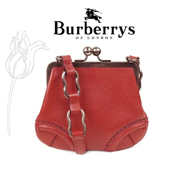BURBERRY Vintage Red Kiss Lock Mini Crossbody - Picture 1 of 14